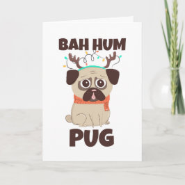Cartão De Festividades Cão de Natal Bah Hum Pug