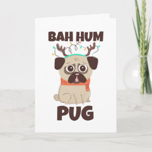 Cartão De Festividades Cão de Natal Bah Hum Pug