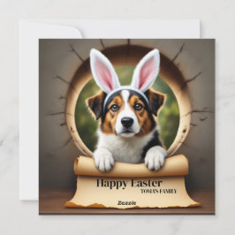 Cartão De Festividades Cão de Raças Mistas - com Nome da Família