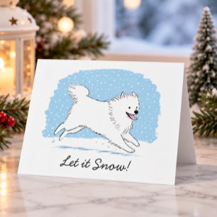 Cartão De Festividades Cão Esquimó Americano "Deixe Nevar" Eskie Natal