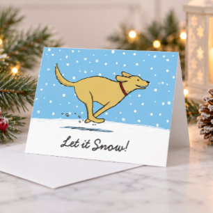 Cartão De Festividades Cão Feliz Natal Deixe Nevar Xmas Fofo