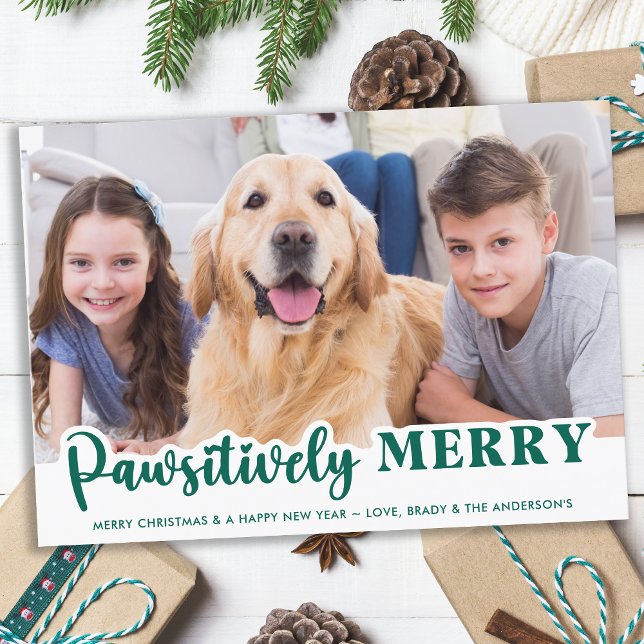 Cartão De Festividades Cão Foto personalizada Pawsitivamente Feliz de Pet (Criador carregado)