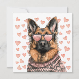 Cartão De Festividades Cão German shepherd do dia de os namorados