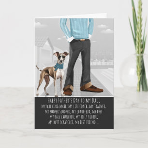 Cartão De Festividades Cão Greyhound e Papai Dia dos Pais Engraçado
