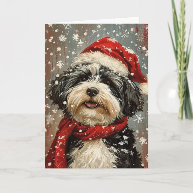 Cartão De Festividades Cão Havanês Personalizado Natal (Frente)