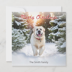 Cartão De Festividades Cão Mastim dos Pirenéus Neve Aquarela Natal
