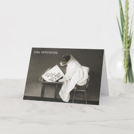 Cartão De Festividades Cão natal vintage - Escrevendo para Papais noeis