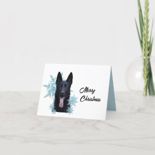Cartão De Festividades Cão Pastor Alemão Preto nos Flocos de Neve