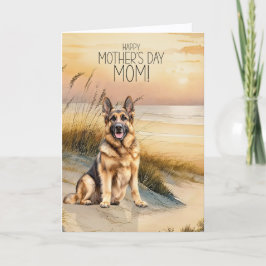 Cartão De Festividades Cão Pastor Alemão Sunset Beach Dia das Mães