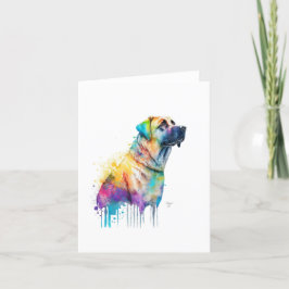 Cartão De Festividades Cão-Pastor Anatólico Em Aquarela E Caneta