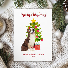 Cartão De Festividades Cão Pastor Australiano Família Natal