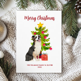 Cartão De Festividades Cão Pastor Australiano Família Natal