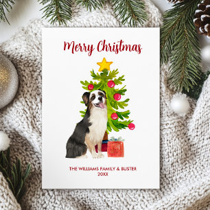 Cartão De Festividades Cão Pastor Australiano Família Natal 