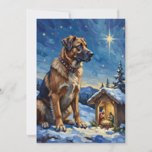 Cartão De Festividades Cão Pastor da Anatólia Guardando Cena de Natal