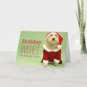 Cartão De Festividades Cão pequeno no traje do papai noel