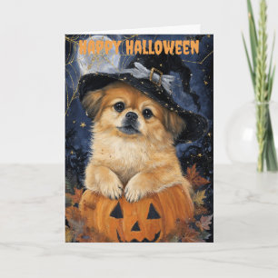Cartão De Festividades Cão pequinês de Halloween