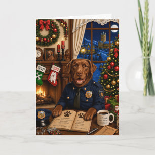 Cartão De Festividades Cão policial Labrador 