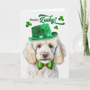 Cartão De Festividades Cão Poodle Padrão se Sentindo Sortudo no Dia de Sã