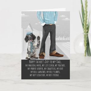 Cartão De Festividades Cão Setter Inglês e Papai para o Dia dos Pais