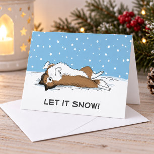 Cartão De Festividades Cão Sheltie Shetland Sheepdog Deixe Nevar Férias C