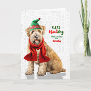 Cartão De Festividades Cão Terrier Wheaten Engraçado Pulgas Navidog com N