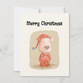 Cartão De Festividades Cão Vermelho Vintage Desenhado à Mão no Natal de P