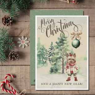 Cartão De Festividades Cão Yorkshire Terrier Vintage