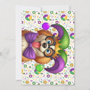 Cartão De Festividades Cãozinho bonito Mardi Gras com chapéu de gester