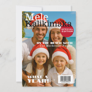 Cartão De Festividades Capa de Revista Mele Kalikimaka Família Personaliz