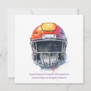 Cartão De Festividades Capacete de Futebol Motivacional Inspirador