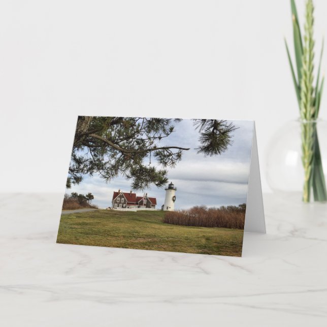 Cartão De Festividades Cape Cod Lighthouse Christmas Greeting Card (Frente)