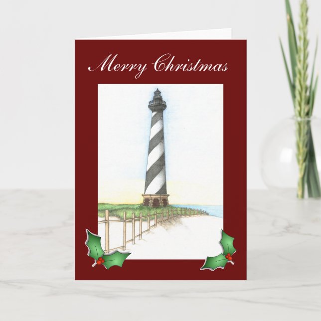 Cartão De Festividades Cape Hatteras Lighthouse Christmas Card (Frente)