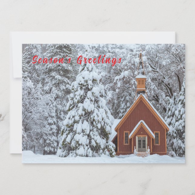 Cartão De Festividades Capela de Neve na Paisagem de inverno (Frente)