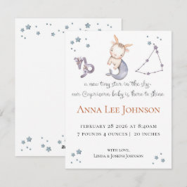 Cartão De Festividades Capricorn Zodiac Birth Announcement