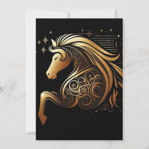 Cartão De Festividades Capricórnio Zodíaco Cavalo Dourado Astrologia
