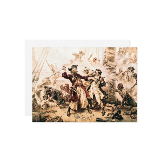 Cartão De Festividades Captura, Barba Negra Pirata, Vingança da Rainha An (Frente/Verso In Situ)