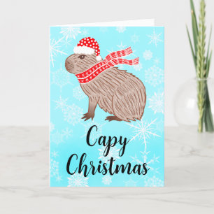 Cartão De Festividades Capy Christmas Funny Capybara Snowflake Holiday