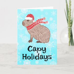 Cartão De Festividades Capy Holidays Funny Capybara Santa Hat