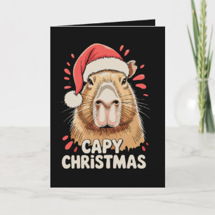 Cartão De Festividades Capy Natal Xmas Papai Noel Chapéu Capivara Roedor