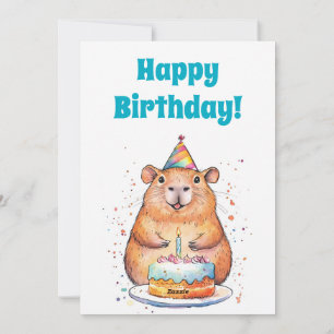 Cartão De Festividades Capybara Birthday,Cartão de Férias Plana Feliz de 