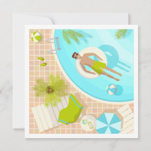 Cartão De Festividades Cara de natação na praia tropical de verão