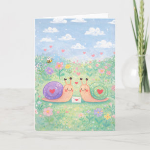 Cartão De Festividades Caracóis Com um Vale Postal de Caracol do Dia dos