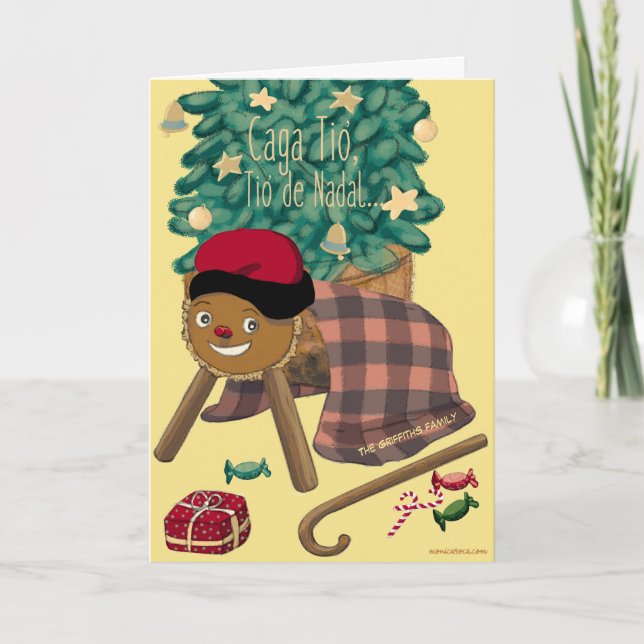 Cartão De Festividades Caracter catalão engraçado Caga-Tió. Personalizáve (Frente)