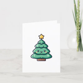 Cartão De Festividades Caractere de Árvore de Natal Bonita Adorável