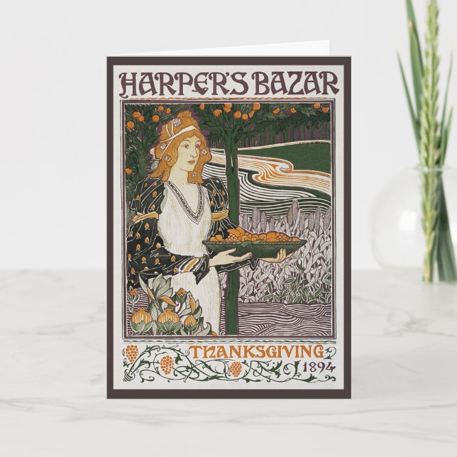 Cartão De Festividades Card: Art Nouveau - L.Rhead - Thanksgiving (Frente)