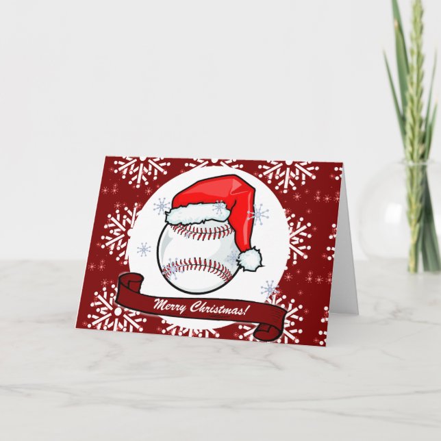 Cartão De Festividades Card - Decorative Santa Baseball (Frente)