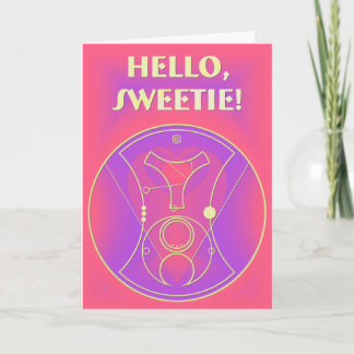 Cartão De Festividades Card: Hello, Sweetie! Pink & Lavender Hearts