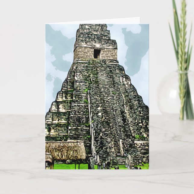 Cartão De Festividades Card: Mayan Temple at Tikal, Guatemala (Frente)