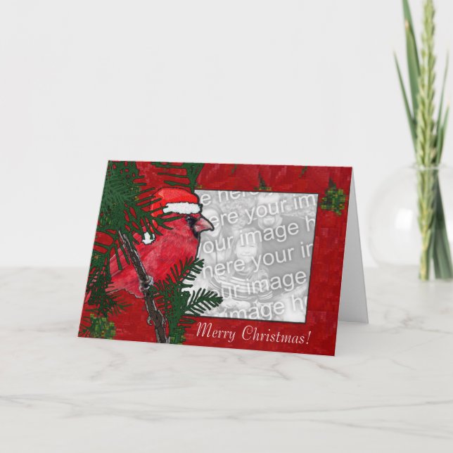 Cartão De Festividades Card Template - Christmas Cardinal (Frente)