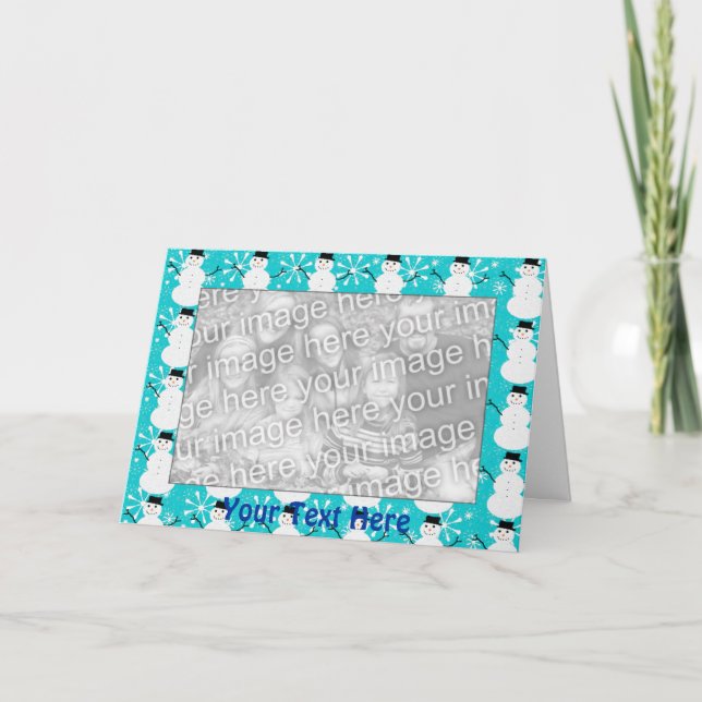 Cartão De Festividades Card Template - Snowman Border (Frente)